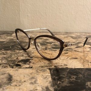 Versace 1244 1399 Burgundy Pale Gold Eyeglasses